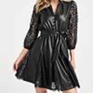 Faux-Leather And Lace Dress